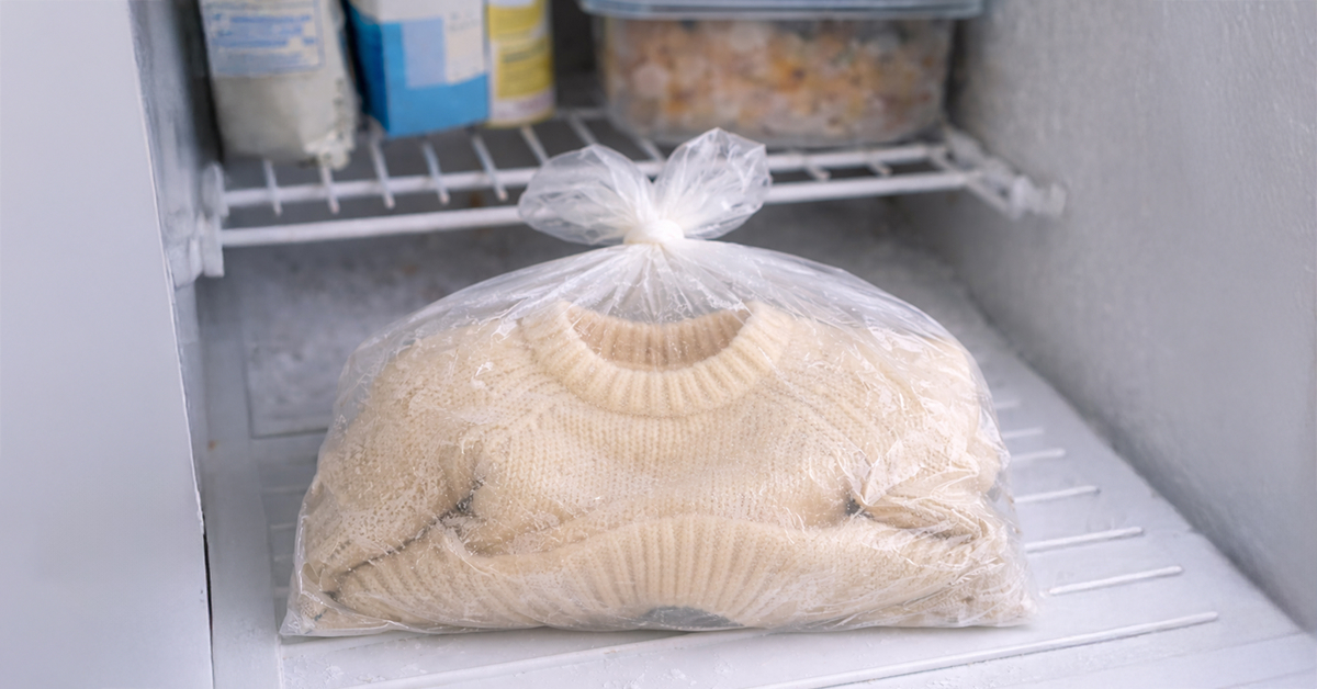 <img src="skurczona-welna.jpg"alt="Mrożenie wełnianego swetra">